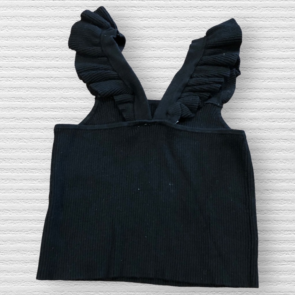 Janie & Jack Girls Ribbed Ruffle Strap Crop Top - Picture 3 of 5